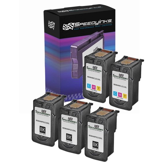 Speedy Inks Remanufactured Ink Cartridge Replacement for PG210XL and CL211XL (3 Black and 2 Color 5Pk) Compatible with Canon: iP2700 iP2702 MP230 MP240 MP250 MP270 MP280 MP480 MP490 MP495 MP499 MX320