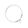 thumbnail image 2 of 8 1/2 inch Round Double Loop Bangle Bracelet w/ Cross in Sterling Silver, 2 of 3