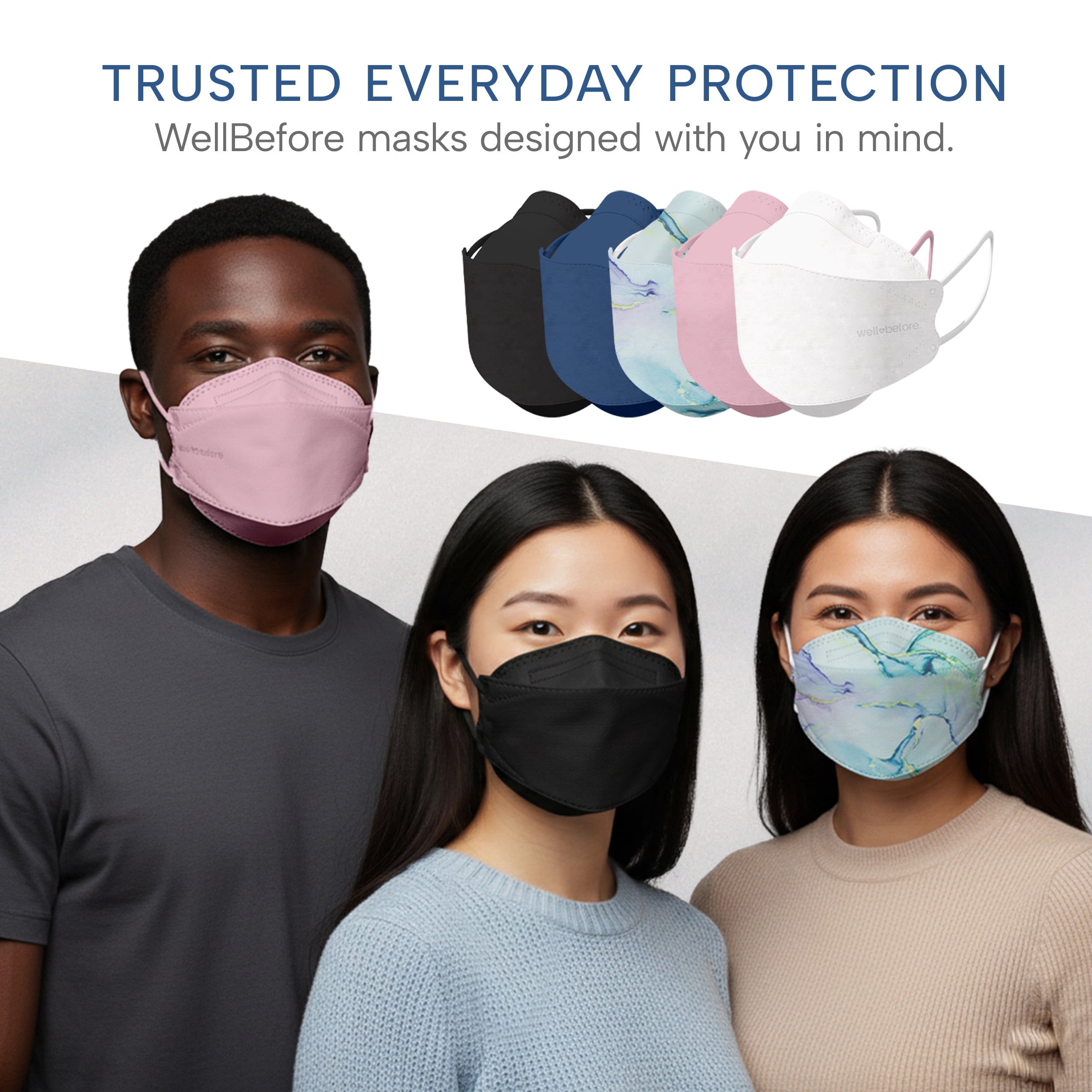 WellBefore Welcome Series KN95 3D Face Mask, Pink, Regular, Pack of 50