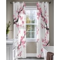 thumbnail image 4 of Pink Flowers Sheer Curtains 63 Inch Length 2 Panels Set for Living Room/Bedroom, Pink Blossoms Botanical Floral Branches Kitchen Curtains Grommet Semi-Sheer Curtains Window Treatments 42"x63"x2, 4 of 7