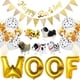 thumbnail image 4 of Artículos para fiesta de cumpleaños de perros, pancarta de globos WOOF, globos con huellas de patas, pancarta de feliz cumpleaños con globos de aluminio (azul), 4 of 4