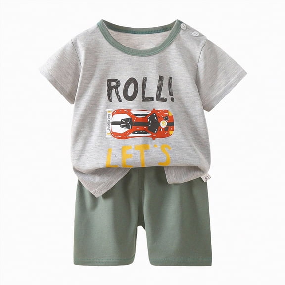 HCNTES Toddler Baby Girls Summer Clothes Kid Outfits Boys Short Sleeves T-Shirt Tops Shorts Cute Outfits Set For Kids 2t 3t 4t 5t 6t 7t Kids Daily School Activities(H01-Grey,3-4 Years)