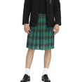 thumbnail image 7 of YAYUBA Men's Kilt for Men Retro Scottish Style Plaid Contrast Waistband Pleated Skirt, Green, 7 of 7