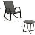 thumbnail image 5 of Grand Patio 3-Piece Patio Bistro Set, Outdoor Furniture Sling Rocking Chairs with Round Steel Side Table for Patio, Porch, Balcony, Living Room, Black, 5 of 9