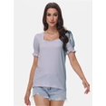 thumbnail image 4 of Women's Basic Summer T-Shirt - Square Neck Short Sleeve Top, Casual Comfort Fit, 4 of 6