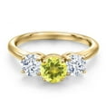 thumbnail image 3 of Gem Stone King 18K Yellow Gold Plated Silver Canary Mystic Topaz and White Zirconia Engagement Ring for Women | 2.50 Cttw | Round 6MM | Gemstone November Birthstone | Size 7, 3 of 6
