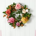 thumbnail image 3 of Nearly Natural 20" Mixed Peony & Berry Floral Artificial Wreath (Assorted Colors), 3 of 3