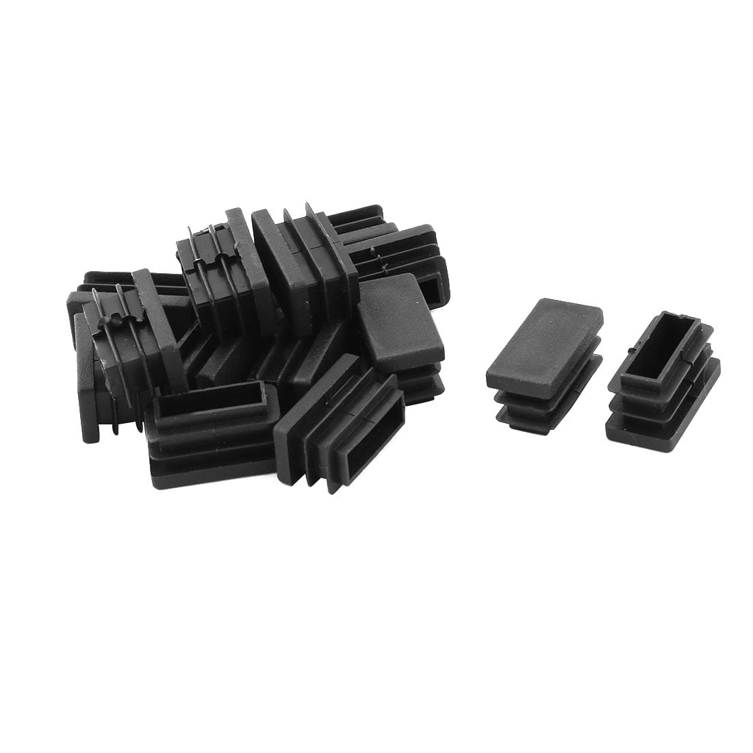 Plastic Rectangle Furniture Chair Seats Foot Leg Tube Insert Cap Black 15pcs
