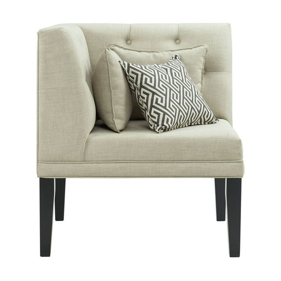 Corner Sofa with Pillows - Modern Living Room Seating, Taupe Fabric, Comfortable Sectional Couch