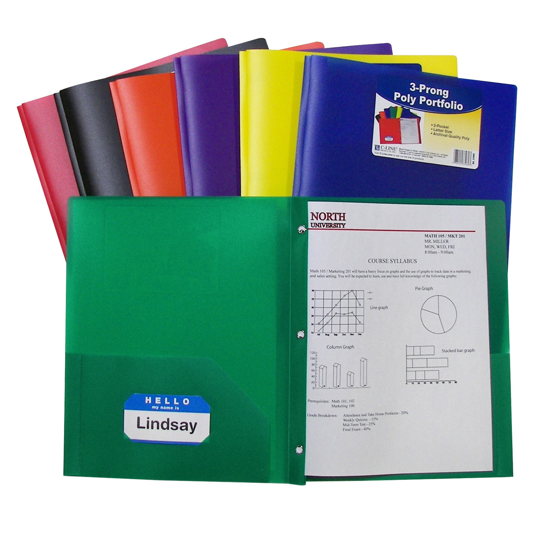 TwoPocket Heavyweight Poly Portfolio Folder with Prongs
