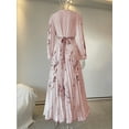 thumbnail image 4 of Women'S V Neck Floral Printed Pleated Dress Long Sleeve Flowy A Line Party Maxi Cocktail Dresses Pink XL, 4 of 7