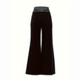 thumbnail image 4 of MORTTIC Women's Transparent Mesh Patchwork High Waist Pants With Elegant Cross Detail, Solid Color Fashion Trousers, 4 of 5