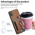 thumbnail image 5 of Phone Case for Samsung Galaxy A05 Wallet Cover with Tempered Glass Screen Protector and Wrist Strap Lanyard RFID Credit Card Holder Ring Stand Cell Accessories Ao5 A 05 Women Girl Men Brown, 5 of 6