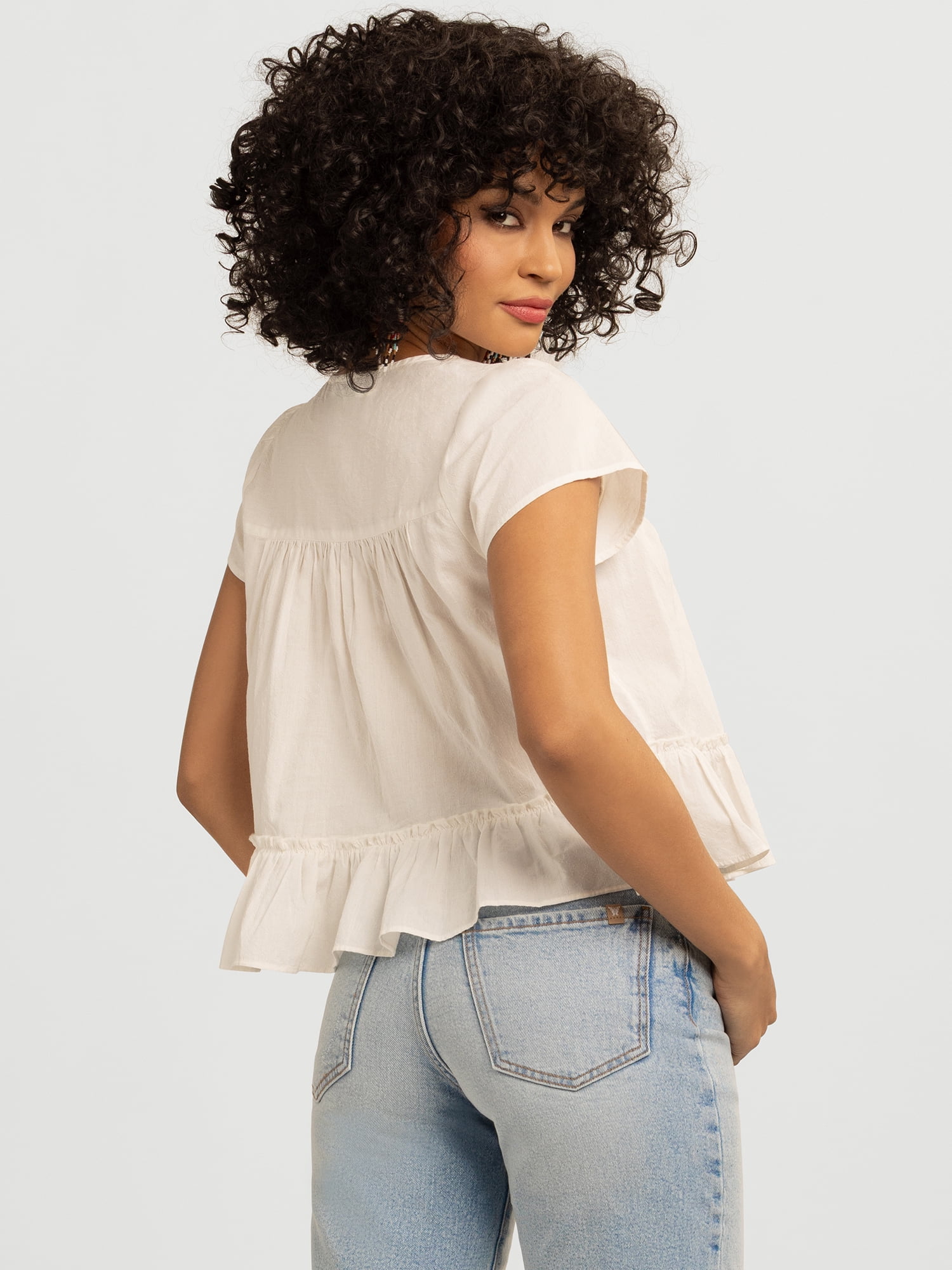 Jessica Simpson Women's Kamiya Cotton Peplum Hem Blouse, Sizes XS-XL