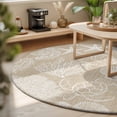thumbnail image 3 of Large Round Rug 8Ft, Brown Beige Coastal Non-Slip Washable Circle Rugs Carpet, Nautical Coral Starfish Shell Turtle Summer Indoor Outdoor Rug Floor Mats Throw Runner for Bedroom Living Room Bathroom, 3 of 8