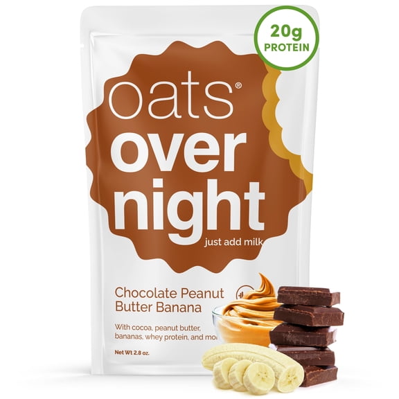 Oats Overnight Protein Chocolate Peanut Butter Banana Oatmeal, 2.8 oz (8 Pack)