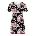 thumbnail image 3 of SMihono Robe Maxi Bohème d'Été pour Femmes Grande Taille Mode Féminine Col Rond Manches Courtes Imprimée Robe de Plage, 3 of 4