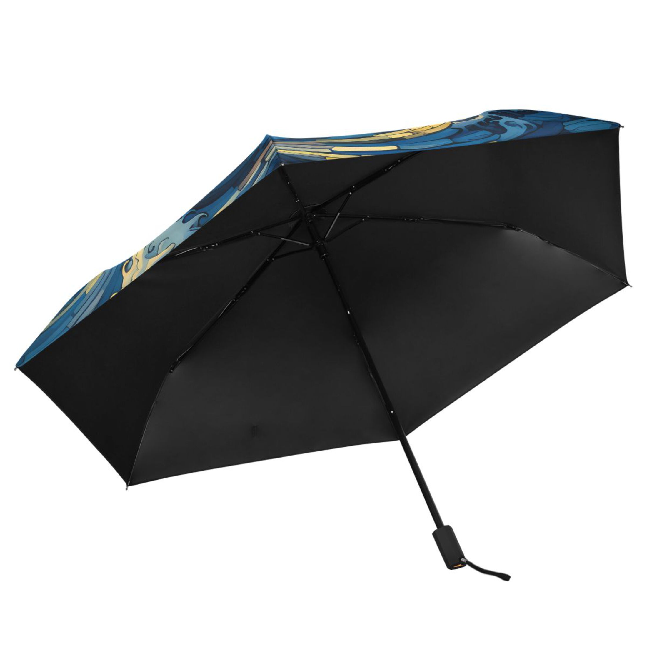 Boat on Wave and Sun Compact Sun Umbrella Windproof Travel Umbrellas for Rain Strong Portable UV Protection