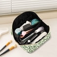 thumbnail image 2 of FORMRS Makeup Bag Travel Cosmetic Organizer for Women Fold Flat Zipper Pouch with Handle, Green Floral, 2 of 8