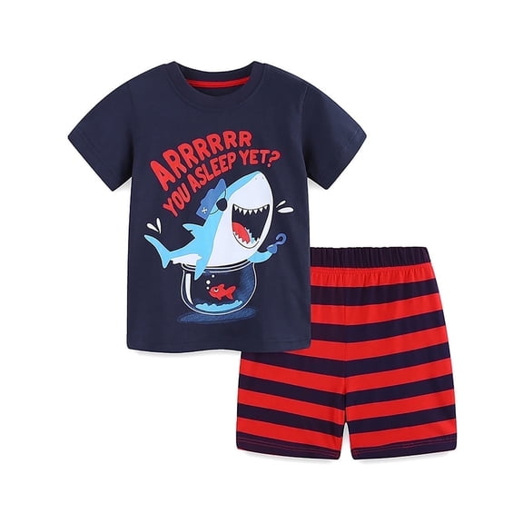 ATAIKU 2-7T Boys Summer Pajamas Sets T-shirt + Shorts 100% Cotton Pjs for Toddler - Shark