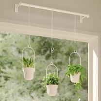 Hanging Planters for Indoor Plants with 3Pots Metal Plant Hanger Indoor Hanging Plant Holder Wall Planters Window Plant Shelves Plant Hanger Rod for Hanging Pots for Wall Decor(White)