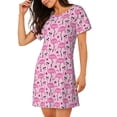 thumbnail image 2 of Rateoe Cool Flamingos Print Women’s Nightdress – Cozy Cotton Short-sleeved Sleep Shirt, Loose-Fit Sleepwear, Perfect for Relaxing and Sleeping, 2 of 6