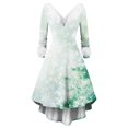 thumbnail image 4 of Women's Fashion V-Neck Casual Slim Printed Party Long Sleeve Dress, AI Christmas Print, Plush Trim, Holiday Dress, Retro Style, Festive,White,5XL, 4 of 6