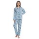 thumbnail image 4 of GLOBAL Conjuntos de Pijamas de Algodón para Mujer, Ropa de Dormir de Manga Larga con Botones, Ropa de Dormir Cómoda, Conjunto de Pijamas Suaves, Flor Verde Azul L, 4 of 5