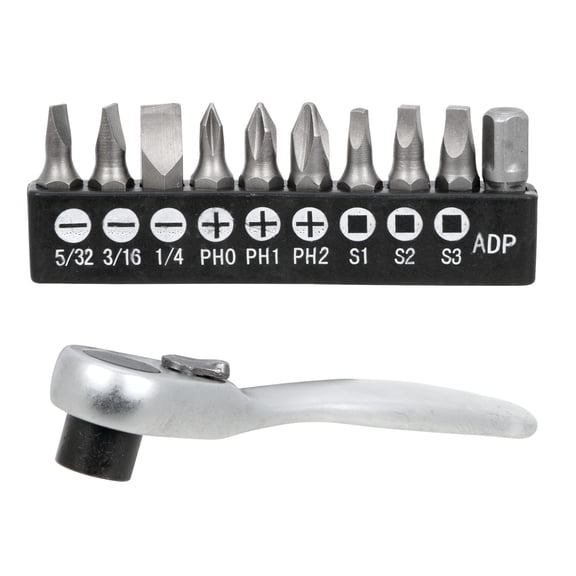 Performance Tool W9127 72-Tooth Mini Ratchet & Bit Set with Chrome Vanadium Steel Construction and 10pc Bits