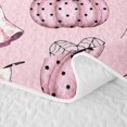 thumbnail image 5 of Homewish Halloween Cute Ghost Quilt King for Girls, Polka Dot Bow Spider Web King Coverlet Set, Light Pink Black, 3 Pieces 1 Bedspread and 2 Pillowcases, 5 of 7