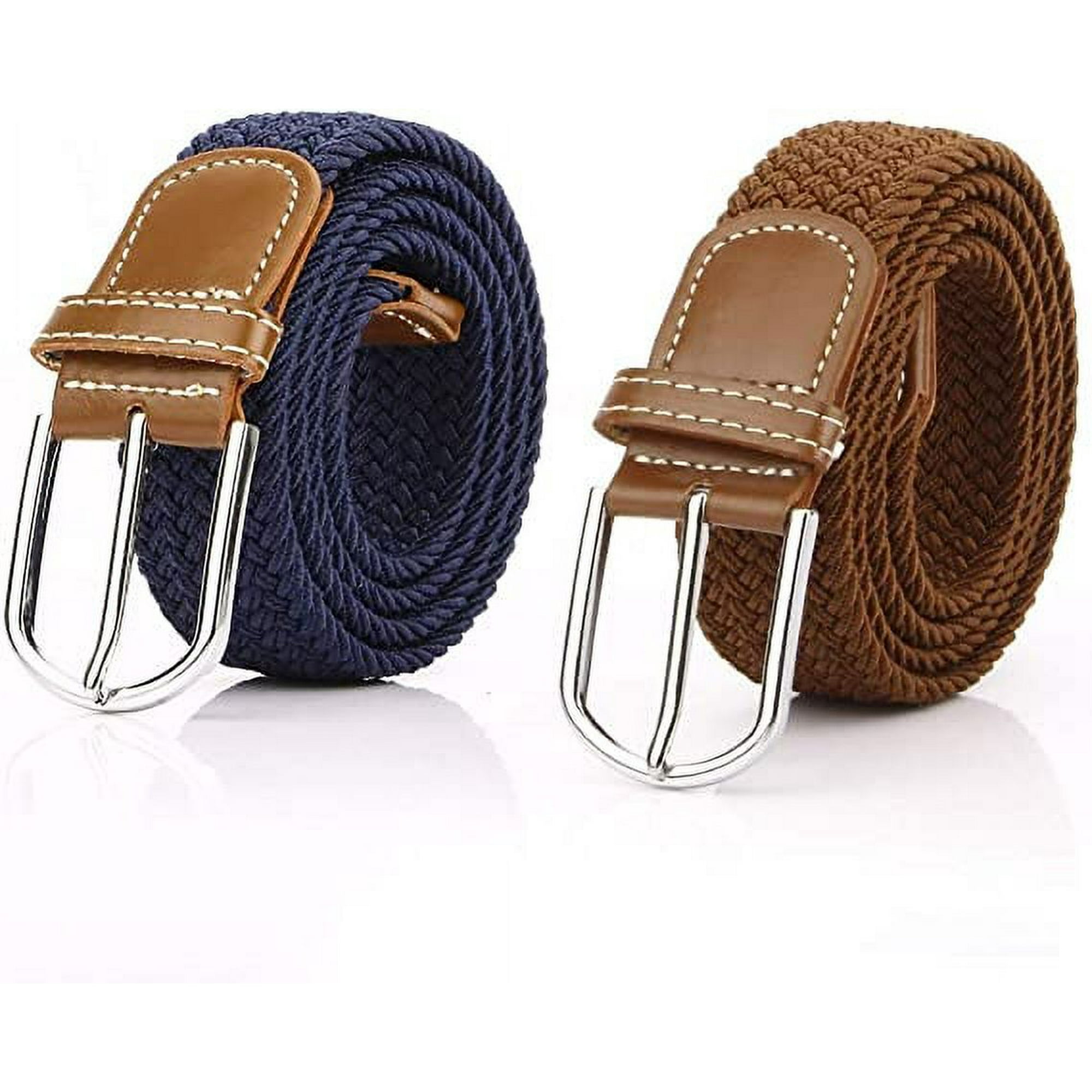 Pack Braided Belts for Women Canvas Stretch Elastic Waistband