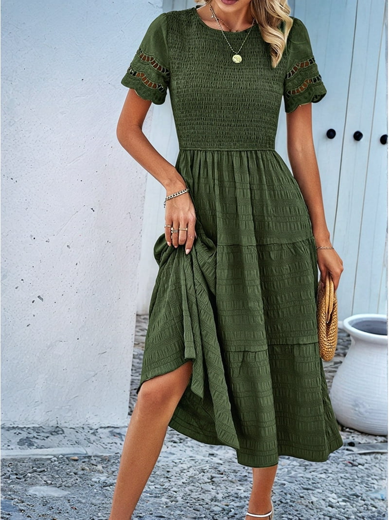 Women'S Spring Summer Solid Color Elegant Dresses Crewneck Cut Out Maxi Dress Military Green XL - Walmart.com Women'S Spring Summer Solid Color Elegant Dresses Crewneck Cut Out Maxi Dress Military Green XL - Walmart.com