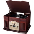 thumbnail image 1 of ClearClick Tocadiscos todo en uno con tocadiscos de 3 velocidades, Bluetooth, CD, cinta de casete, radio AM/FM, auxiliar, USB, parlantes incorporados, exterior de madera hecho a mano, 1 of 5