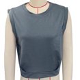 thumbnail image 1 of Blusa sin mangas con cuello redondo, cuello redondo, color liso, dobladillo elástico, blusa sin mangas para mujer, señora gris XS, 1 of 3