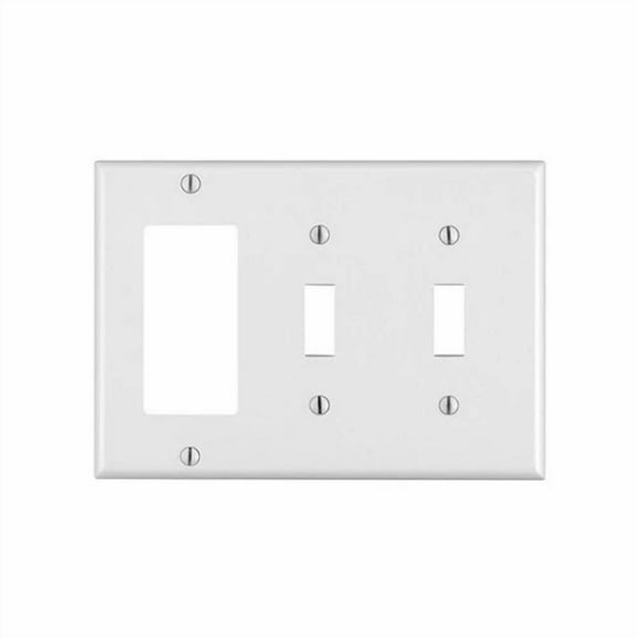 QUEST- Decorator/Gfci 2 Toggle Switch 3 -Gang Wall Plate Cover White Unbreakable Lexan