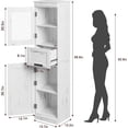 thumbnail image 2 of QinaQin Gabinete angosto para baño de 170 cm con puertas de vidrio y repisas ajustables, organizador independiente para cocina, baño o espacios pequeños, 2 of 8