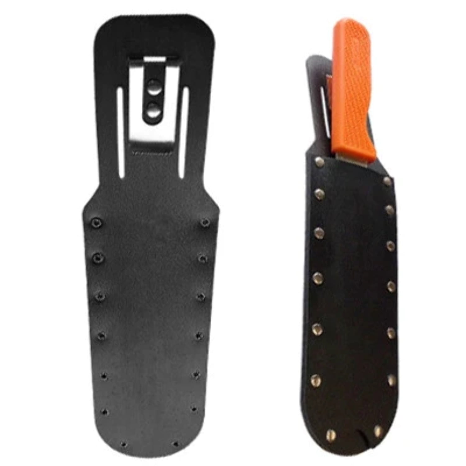 Non-Absorbent Black Plastic Knife Sheath, Stainless Steel Belt Clip Fits  7-3/4 in. x 2-1/8 in. Blade