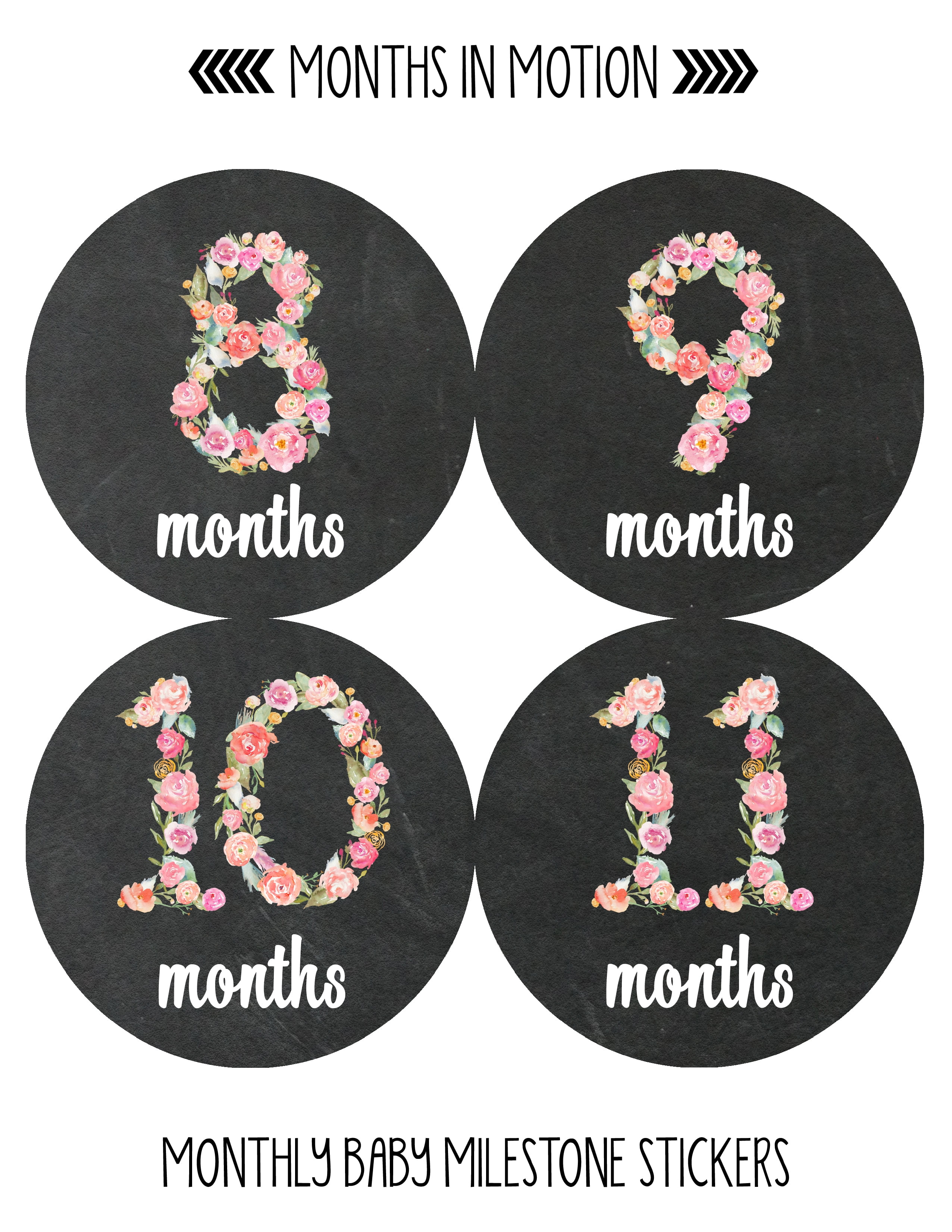 Baby Monthly Stickers 24 Pcs Floral Baby Milestone Stickers for Baby Girl 0-12 Months,Capture Loving Memories for a Scrapbook 