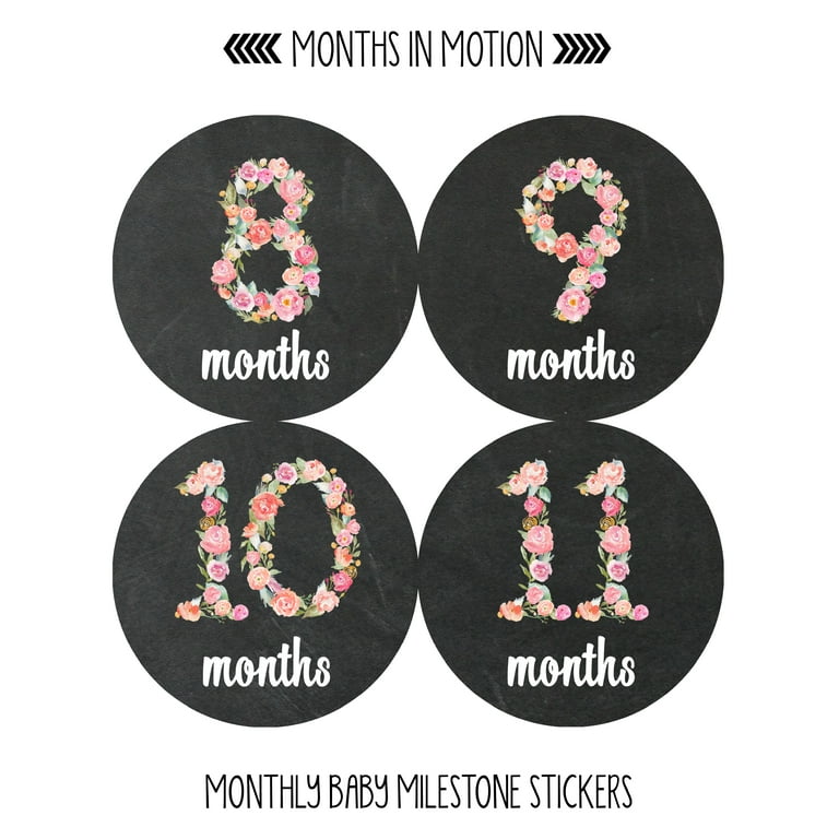  Baby Monthly Stickers, Floral Baby Milestone Stickers, Newborn Girl Stickers, Month Stickers for Baby Girl, Baby Girl Stickers