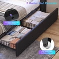 thumbnail image 5 of Twin Size Gaming Bed Frame with 2 Storage Drawers, LED Lights & Charging Station, Esports-Style Upholstered Platform Twin Beds with Bookcase Headboard, No Box Spring Needed, Black, 5 of 9