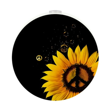 

Plug in Led Night Light with Auto Dusk to Dawn Sensor White Nightlights for Hallway Bedroom Kids Room Kitchen Stairway 2 Pack Sunflower Love and Peace Black Yellow Floral Print