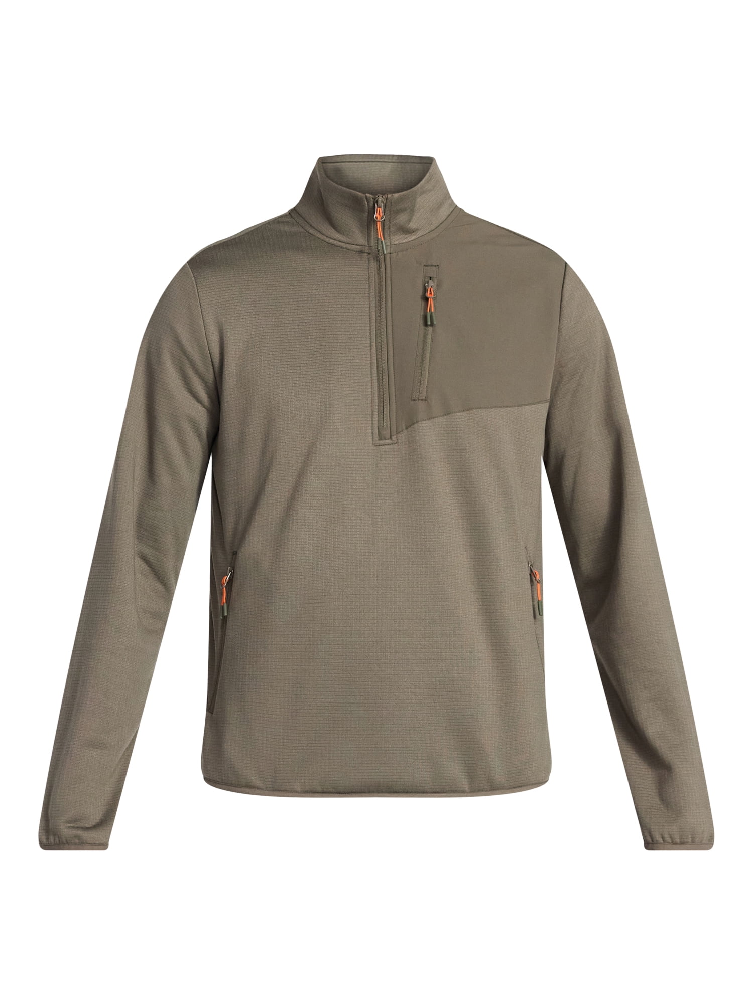 Ozark Trail Men's and Big Men's Quarter Zip Grid Fleece Jacket, Sizes S-3XL