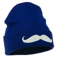 thumbnail image 5 of Mustache Embroidered Cuff Long Beanie - Royal OSFM, 5 of 5