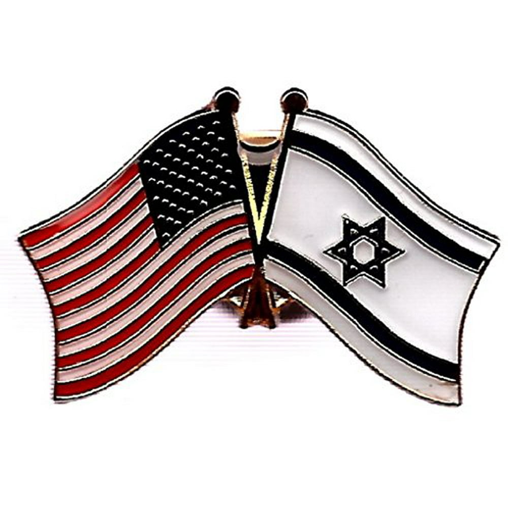 Pack of 50 Israel & US Crossed Double Flag Lapel Pins, Israeli