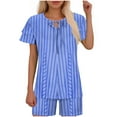 thumbnail image 2 of Ensembles de Pyjama pour Femmes 2 Pcs, Mode Décontractée pour Femmes Manches en Dentelle Imprimée Haut Décontracté Pantalon Ensemble de Pyjama, 2 of 6