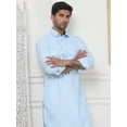 thumbnail image 5 of Punjabi Kurta Pajama Set Pathani Cotton Indian Dress for Men (Sky Blue, XXL), 5 of 8