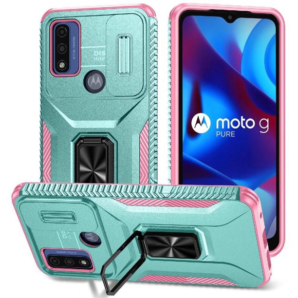 Funda para GANGXUN Motorola Moto G Pure 2021 - Soporte metálico, Función magnética, Verde