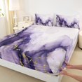 thumbnail image 2 of Manfei Modern Marble Twin Sheet Sets for Female, Purple Gold Watercolor Twin Fitted Sheet, Abstract Ombre Flat Sheet, Microfiber Bedroom Decor, 3pcs, 2 of 6