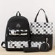 thumbnail image 4 of 5pcs Juego De Mochila De Patrón De Cuadros, Kawaii Preppy Travel Schoolbag Con Bolsa De Mano, Bolsa Cruzada, Estuche Para Lápices Y Bolsa Con Cordón, 4 of 4