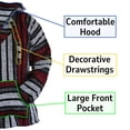 thumbnail image 5 of Del Mex Mexican Baja Hoodie, Hippie Sweater Pullover (Olive Green Stripe, Medium), 5 of 6
